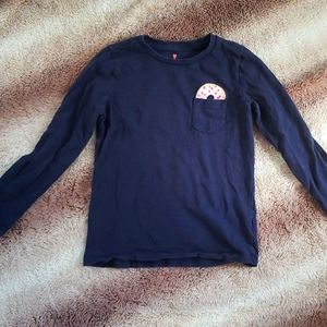 JCrew Crewcuts navy blue long sleeve, size 8 t-shirt with donut accent on pocket